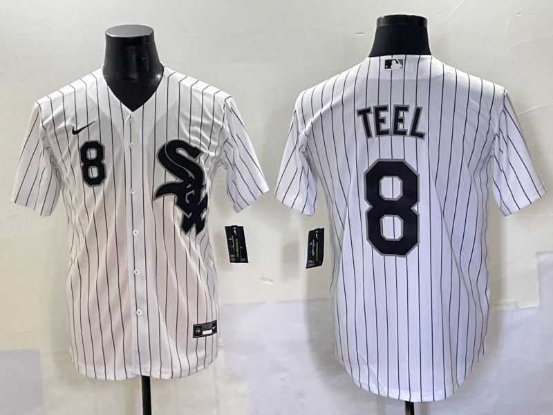 Men 2025 Chicago White Sox #8 Teel White Stripe Game Nike MLB Jersey style 8->chicago white sox->MLB Jersey